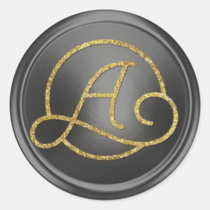 ALLE INITIALEN Gold Kreis Monogramm Dunkelgrau Runder Aufkleber