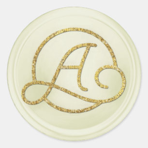 ALLE INITIALEN Gold Kreis Monogramm Off White Runder Aufkleber