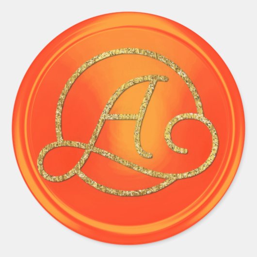 ALLE INITIALEN Gold Kreis Monogramm Orange Runder Aufkleber (Vorderseite)