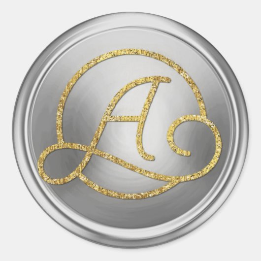 ALLE INITIALEN Gold Kreis Monogramm Silber Runder Aufkleber (Vorderseite)