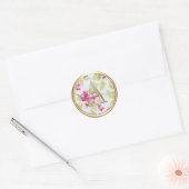 ALLE INITIALEN Gold Monogram Pink Floral Runder Aufkleber (Umschlag)
