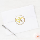 ALLE INITIALEN Gold Monogram Two Yellow Hearts Runder Aufkleber (Umschlag)