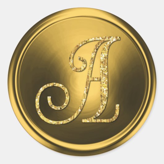 ALLE INITIALEN Gold Monogramm 3 Altgold Runder Aufkleber (Vorderseite)