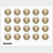 ALLE INITIALEN Gold Monogramm 3 Champagner Runder Aufkleber (Blatt)