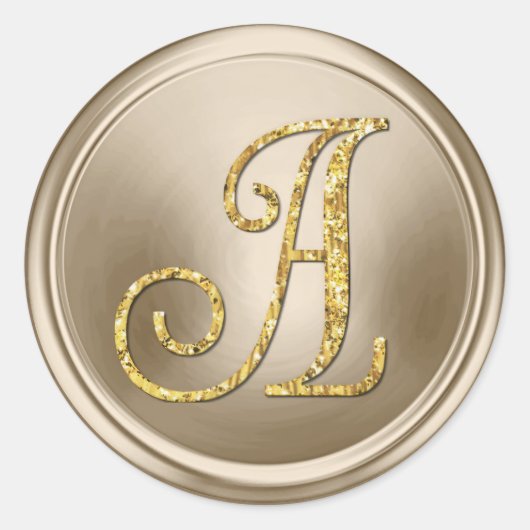 ALLE INITIALEN Gold Monogramm 3 Champagner Runder Aufkleber (Vorderseite)