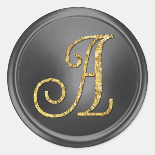 ALLE INITIALEN Gold Monogramm 3 Dunkelgrau Runder Aufkleber (Vorderseite)