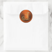 ALLE INITIALEN Gold Monogramm 3 Kürbis Rost Runder Aufkleber (Tasche)