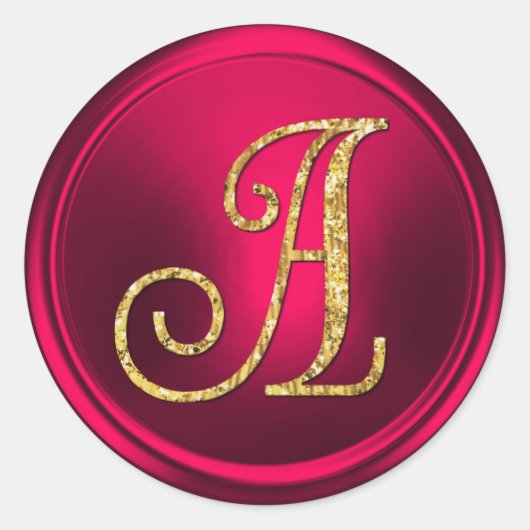 ALLE INITIALEN Gold Monogramm 3 Magenta Runder Aufkleber (Vorderseite)