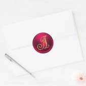 ALLE INITIALEN Gold Monogramm 3 Magenta Runder Aufkleber (Umschlag)