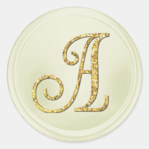 ALLE INITIALEN Gold Monogramm 3 Off White Runder Aufkleber
