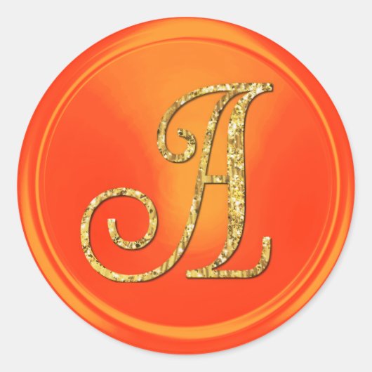 ALLE INITIALEN Gold Monogramm 3 Orange Runder Aufkleber (Vorderseite)