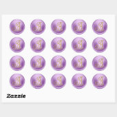 ALLE INITIALEN Gold Monogramm 3 Orchidee Lila Runder Aufkleber (Blatt)