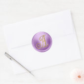 ALLE INITIALEN Gold Monogramm 3 Orchidee Lila Runder Aufkleber (Umschlag)