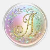 ALLE INITIALEN Gold Monogramm 3 Perlenkranz Runder Aufkleber (Vorderseite)