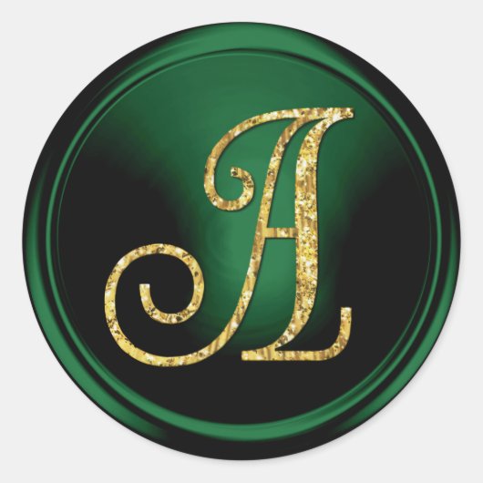 ALLE INITIALEN Gold Monogramm 3 Smaragdgrün Runder Aufkleber (Vorderseite)
