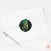 ALLE INITIALEN Gold Monogramm 3 Smaragdgrün Runder Aufkleber (Umschlag)