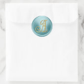 ALLE INITIALEN Gold Monogramm 3 Soft Blau Runder Aufkleber (Tasche)
