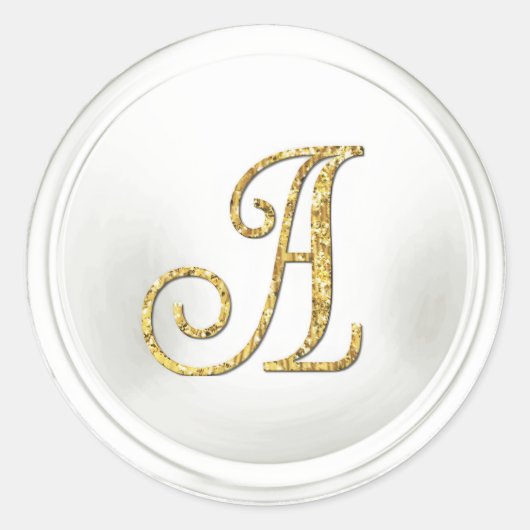 ALLE INITIALEN Gold Monogramm 3 Weiß Runder Aufkleber (Vorderseite)