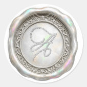 ALLE INITIALEN Gold Monogramm Irisierendes Silber Runder Aufkleber (Vorderseite)