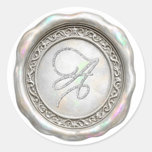 ALLE INITIALEN Gold Monogramm Irisierendes Silber Runder Aufkleber (Vorderseite)