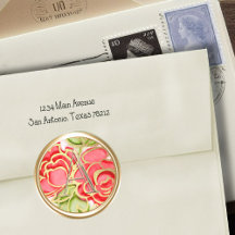 ALLE INITIALEN Gold Monogramm-Rote Rosen