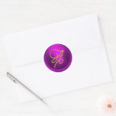 ALLE INITIALEN Gold-Schrift-Monogramm Fuchsia  Runder Aufkleber (Umschlag)