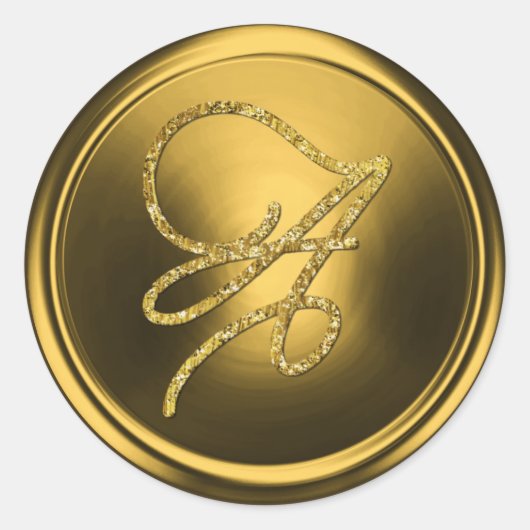 ALLE INITIALEN Gold Schrift Monogramm Gold Runder Aufkleber (Vorderseite)