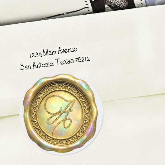 ALLE INITIALEN Gold Schrift Monogramm Irisierendes Runder Aufkleber