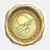 ALLE INITIALEN Gold Schrift Monogramm Irisierendes Runder Aufkleber (Vorderseite)