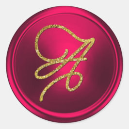 ALLE INITIALEN Gold Schrift Monogramm Magenta Runder Aufkleber