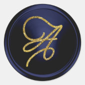 ALLE INITIALEN Gold Schrift Monogramm Navy Blau Runder Aufkleber (Vorderseite)