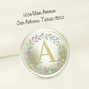 ALLE INITIALEN Gold Schrift Monogramm Off White Kr Runder Aufkleber