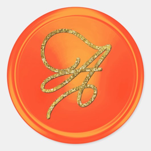 ALLE INITIALEN Gold Schrift Monogramm Orange Runder Aufkleber (Vorderseite)
