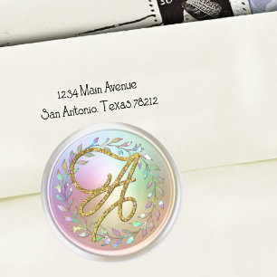 ALLE INITIALEN Gold Schrift Monogramm Perlige Girl Runder Aufkleber