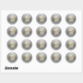 ALLE INITIALEN Gold Schrift Monogramm Silber Runder Aufkleber (Blatt)