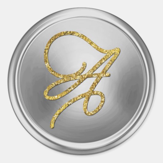 ALLE INITIALEN Gold Schrift Monogramm Silber Runder Aufkleber (Vorderseite)