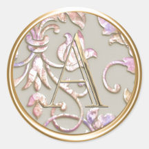 ALLE INITIALEN Monogramm Lila Pink Peach Damask