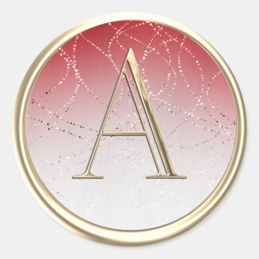 ALLE INITIALEN Monogramm Weißes Rotes Ombre Glitte Runder Aufkleber (Vorderseite)