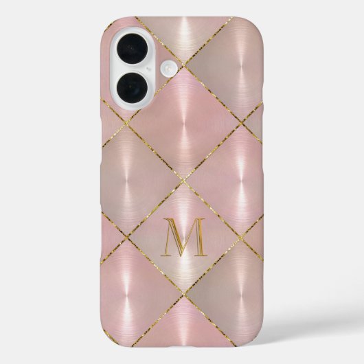 ALLE INITIALEN Rosa Mutter des Perlgolds Monogram Case-Mate iPhone Hülle (Rückseite)