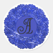 ALLE INITIALEN Schwarzes Monogramm 3 Filigree Rand Runder Aufkleber (Vorderseite)