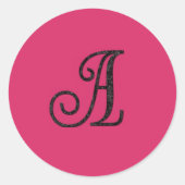 ALLE INITIALEN Schwarzes Monogramm 3 Jede Farbe Runder Aufkleber (Vorderseite)