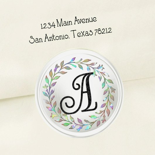 ALLE INITIALEN Schwarzes Monogramm 3 Kranz Runder Aufkleber