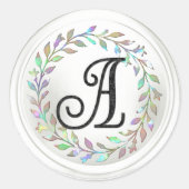 ALLE INITIALEN Schwarzes Monogramm 3 Kranz Runder Aufkleber (Vorderseite)