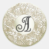 ALLE INITIALEN Schwarzes Monogramm 3 Perlen-Filigr Runder Aufkleber (Vorderseite)