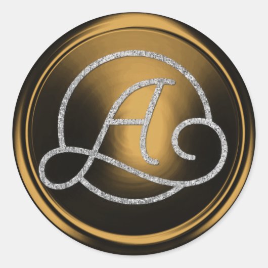 ALLE INITIALEN Silber Kreis Monogramm Bronze Runder Aufkleber (Vorderseite)