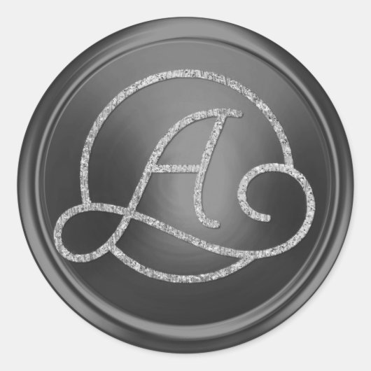 ALLE INITIALEN Silber Kreis-Monogramm Dunkelgrau Runder Aufkleber (Vorderseite)