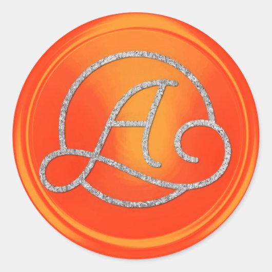 ALLE INITIALEN Silber Kreis Monogramm Orange Runder Aufkleber (Vorderseite)