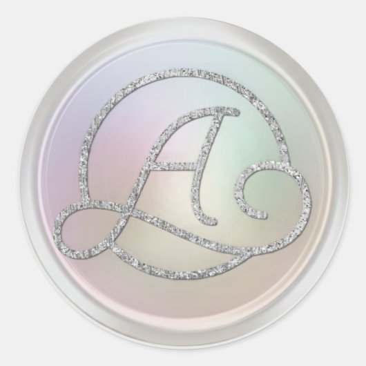 ALLE INITIALEN Silber Kreis Monogramm Perl Grau Runder Aufkleber (Vorderseite)