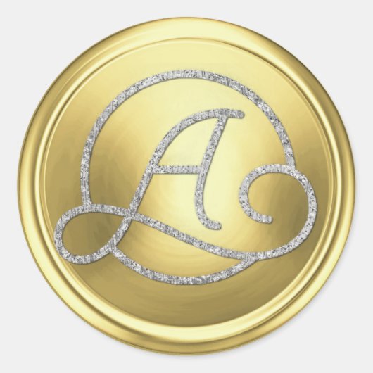 ALLE INITIALEN Silber Kreis Monogramm Soft Gold Runder Aufkleber (Vorderseite)