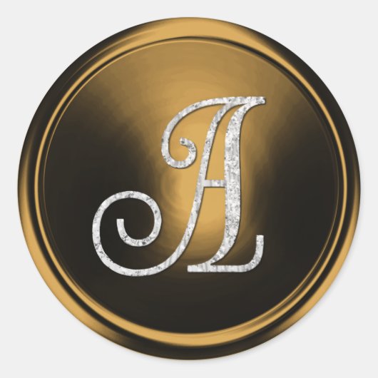 ALLE INITIALEN Silber Monogramm 3 Bronze Runder Aufkleber (Vorderseite)